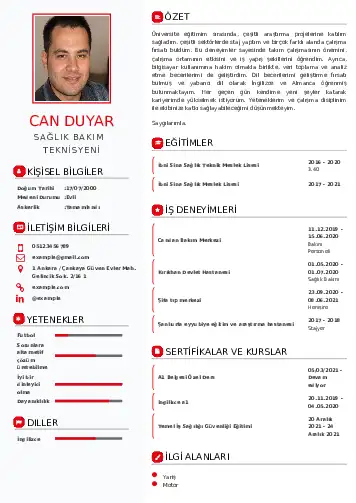 Hasta Bakıcı Cv Örnekleri cv indir